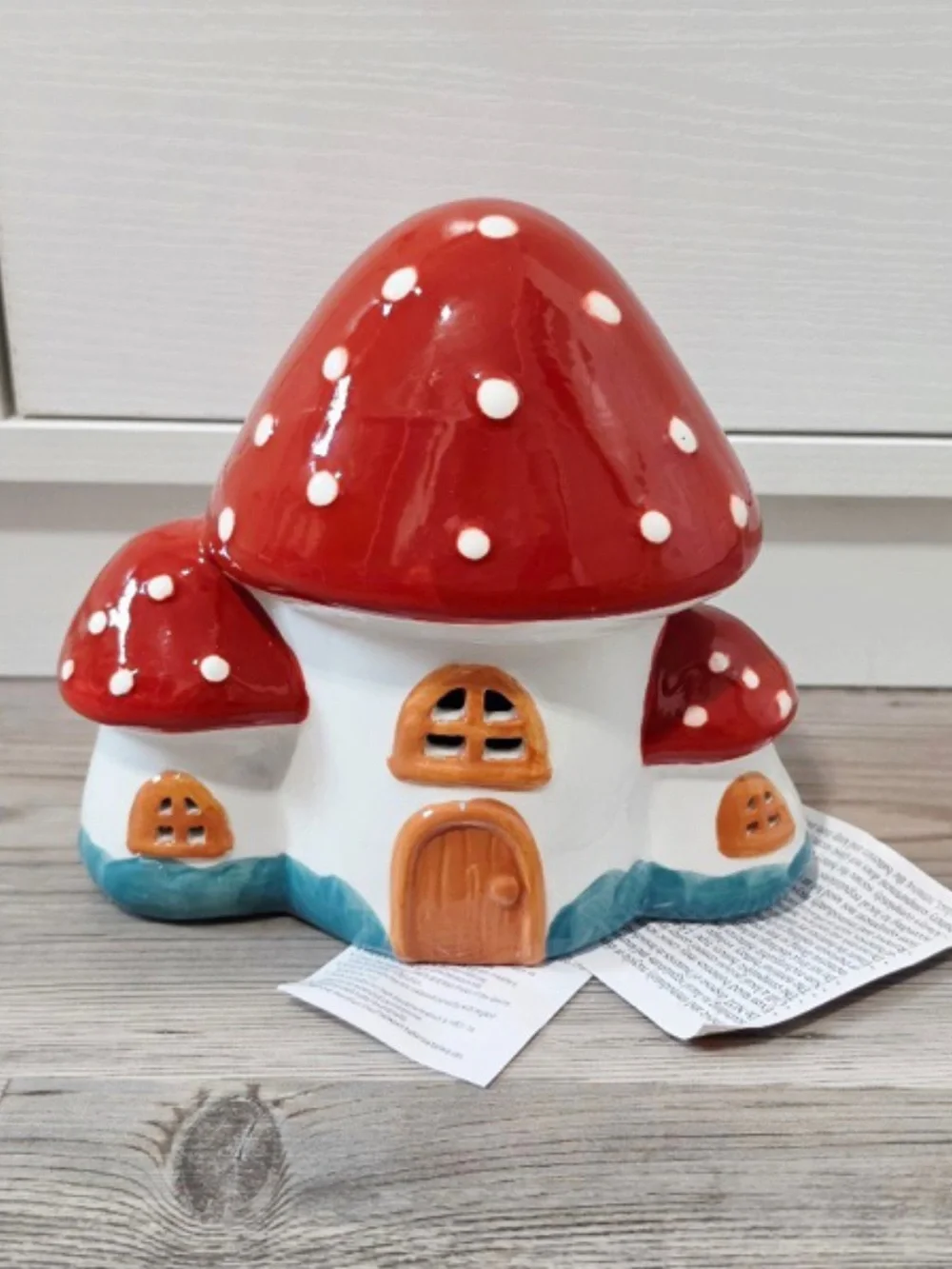 Target Bullseye Playground Light Up Ceramic Mushroom House Red White Fall Decor